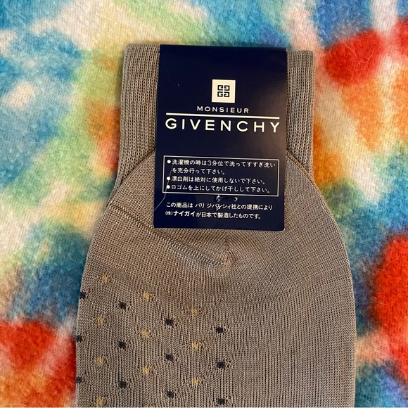 Givenchy Polka Dot Gray Dress Socks - Picture 5 of 6